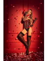 Corset bustier sans bretelles brodé noir et rouge avec laçage dos - Mapalé