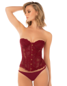 Corset bustier en dentelle bordeaux avec fermeture devant et laçage dos - Mapalé