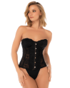 Corset bustier en dentelle noire avec fermeture devant et laçage dos - Mapalé