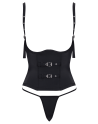 Corset taille noir Cottelli PARTY – Corset à armatures avec sangles décoratives et mini string