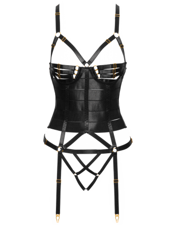 Corset porte-jarretelles et string assorti - Cottelli