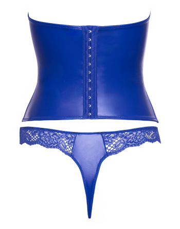 Ensemble corset bustier bleu royal avec string - Cottelli