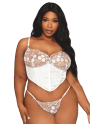 Bustier blanc avec armatures grande taille, en satin et dentelle florale 