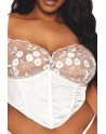 Bustier blanc avec armatures grande taille, en satin et dentelle florale 