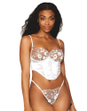 Bustier blanc avec armatures, en satin et dentelle florale 