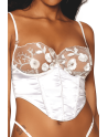 Bustier blanc avec armatures, en satin et dentelle florale 