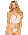 Bustier blanc avec perles et strass, bretelles transparentes amovibles 
