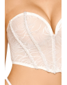Bustier blanc avec perles et strass, bretelles transparentes amovibles 