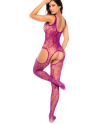 Bodystocking en résille à motif floral, couleur orchidée - Mapalé