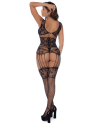 Combinaison noire en résille avec strass 