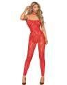 Bodystocking sans couture, fantaisie rouge avec chainettes amovibles 