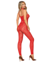 Bodystocking sans couture, fantaisie rouge avec chainettes amovibles 