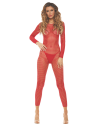 Bodystocking rouge ouvert à l'entrejambe 