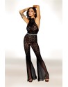 bodystocking en dentelle au crochet sans couture et résille noire 