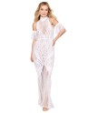 Robe bodystocking en résille et dentelle blanche 