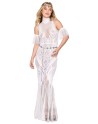 Robe bodystocking en résille et dentelle blanche 