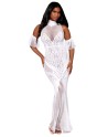 Robe bodystocking en résille et dentelle blanche 