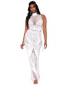Robe bodystocking en résille et dentelle blanche 