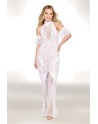 Robe bodystocking en résille et dentelle blanche 