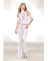 Robe bodystocking en résille et dentelle blanche 