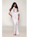 Robe bodystocking en résille et dentelle blanche 