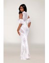 Robe bodystocking en résille et dentelle blanche 