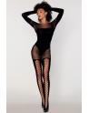 Bodystocking manches longues effet body et bas noir 