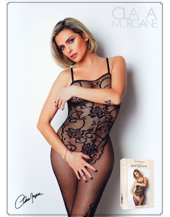 Bodystocking résille imprimé motifs floraux - Le Numéro 13 - Collection Bodystocking 