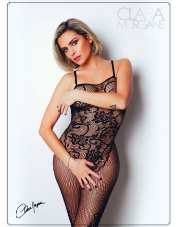 Bodystocking résille imprimé motifs floraux - Le Numéro 13 - Collection Bodystocking 
