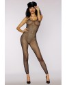 Bodystocking en résille noir métallique argentée 