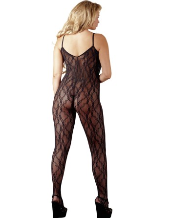 Combinaison en dentelle noire avec large décollecté 