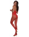 Bodystocking rouge seins nus effet bustier 