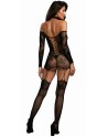Bodystocking résille guêpière réversible avec tour de cou 