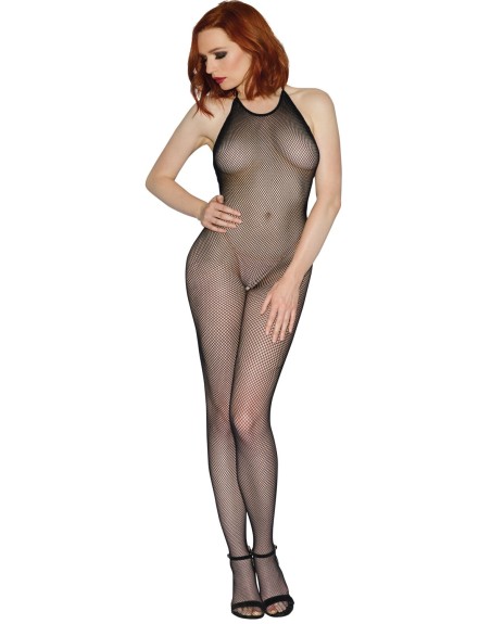 Bodystocking résille noir dos nu entre-jambes ouvert 