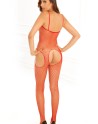 Bodystocking rouge filet ouvert devant et derrière 