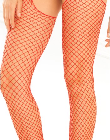 Bodystocking rouge filet ouvert devant et derrière 