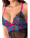 Babydoll noir en maille transparente avec sequins brodés – Mapalé