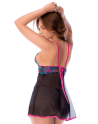 Babydoll noir en maille transparente avec sequins brodés – Mapalé