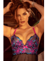 Babydoll noir en maille transparente avec sequins brodés – Mapalé