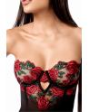 Babydoll sexy à armatures Mapalé broderie roses et string 