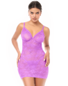 Babydoll dentelle extensible violette et string 