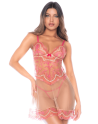 Nuisette en résille brodée avec string 