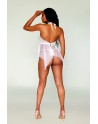 Babydoll et string en résille et dentelle blanche 