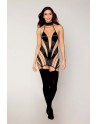 Nuisette stylée noire et transparence avec porte-jarretelles 