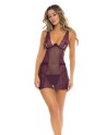 Nuisette violette et string assorti 