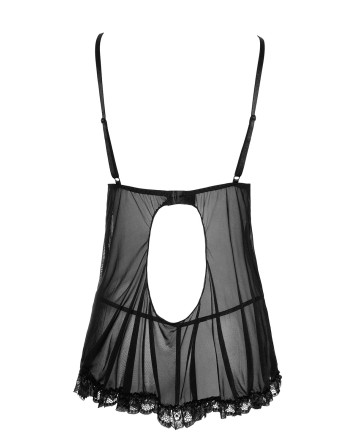 Nuisette en résille et dentelle noire avec string 