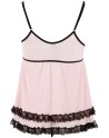 Nuisette doublée rose avec dentelle florale et string 