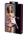 Nuisette doublée rose avec dentelle florale et string 
