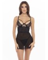Nuisette résille noire aves string assorti 