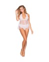 Babydoll dentelle et résille et string assorti 